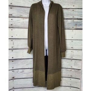 Daytrip Women’s Olive Green Hooded Duster Cardigan Longline Sweater Size Large